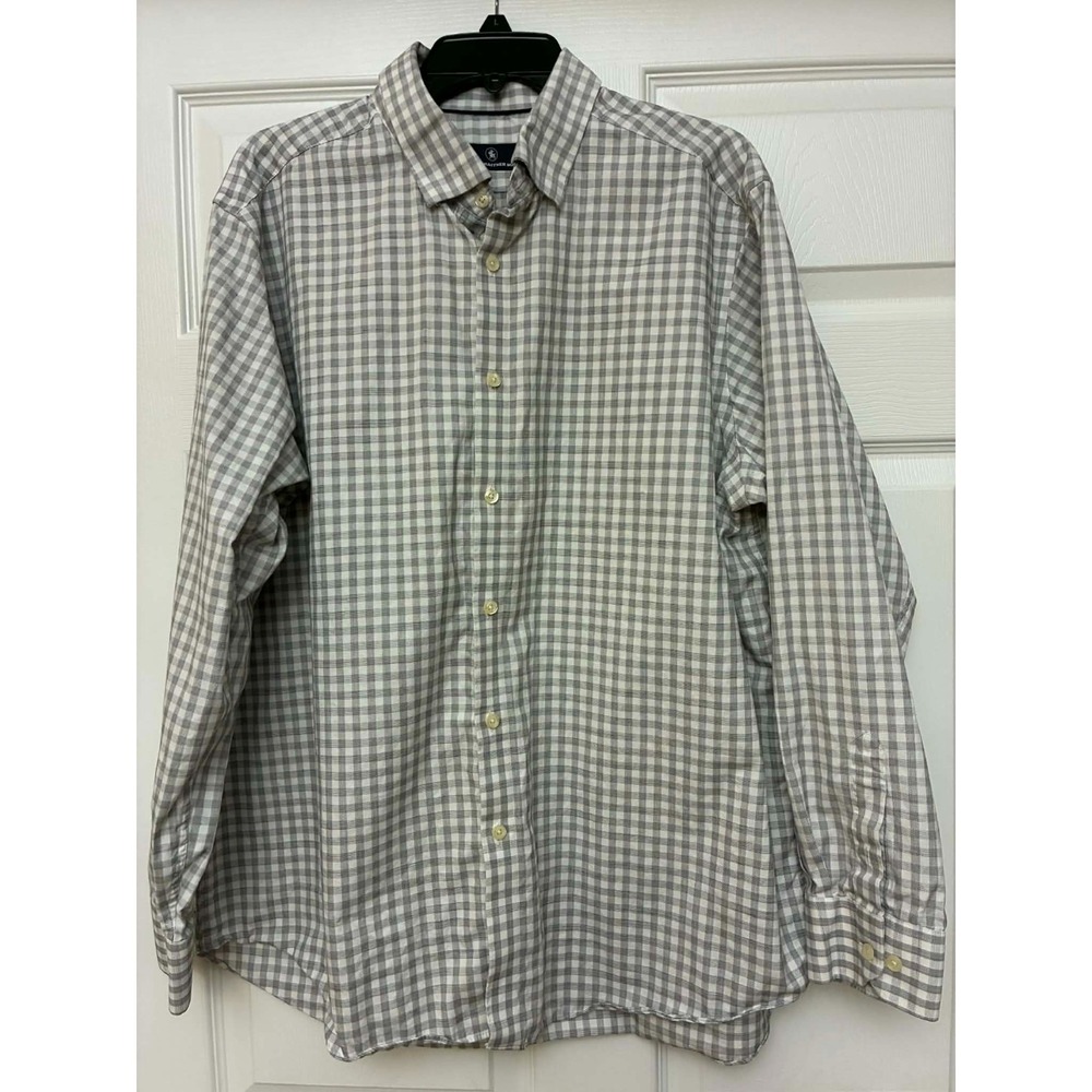 Hart Schaffner Marx Men's XL Gray White Check Button Down Dress Shirt Long Sleev